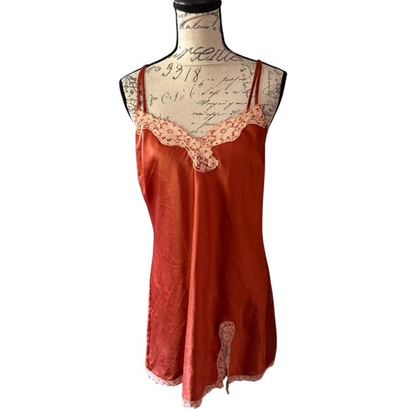 Victoria's Secret Vintage Satin Lace Nighty Slip Dress Large SEE MEASUREMENTS - Picture 2 of 6